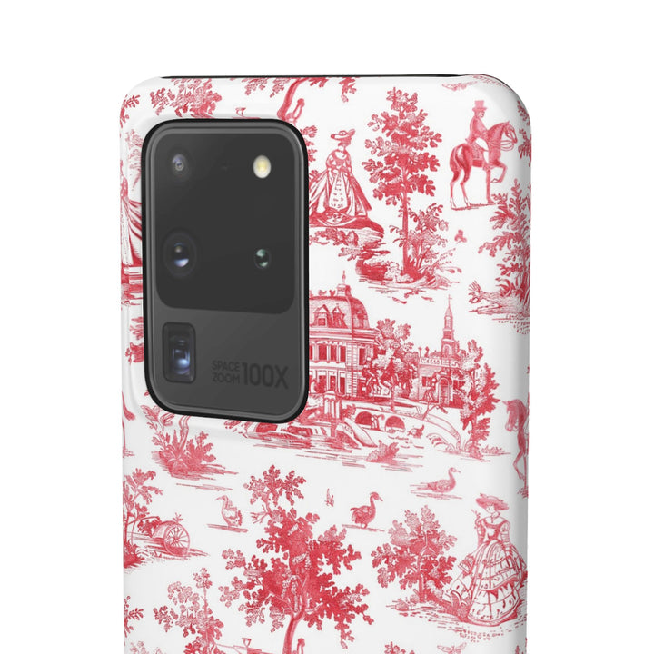 Snap French Toile Personalized Initial Custom Gift for Her Cute Phone Cases for Samsung S24, S23, S22, S21, S20, Plus and Ultra and Iphone, 16, 15, 14, 13, 12, 11. 10 - Studio40ParkLane