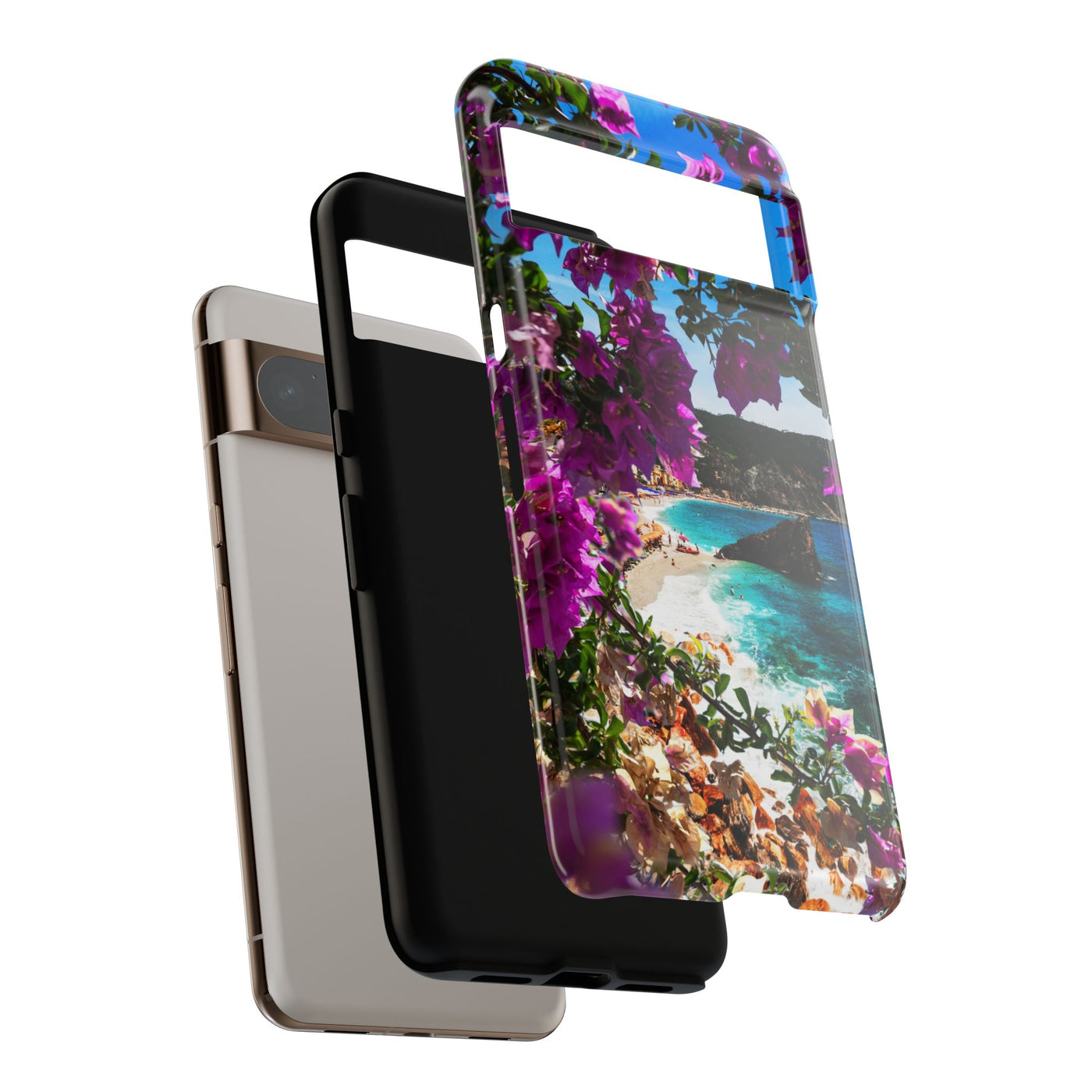 Impact Resistant, Bougainvillea Seaview, Cute Phone Cases for Samsung S24, S23, S22, S21, IPhone 15 pro Iphone 14 pro Iphone 13 IPhone 12 Iphone 11