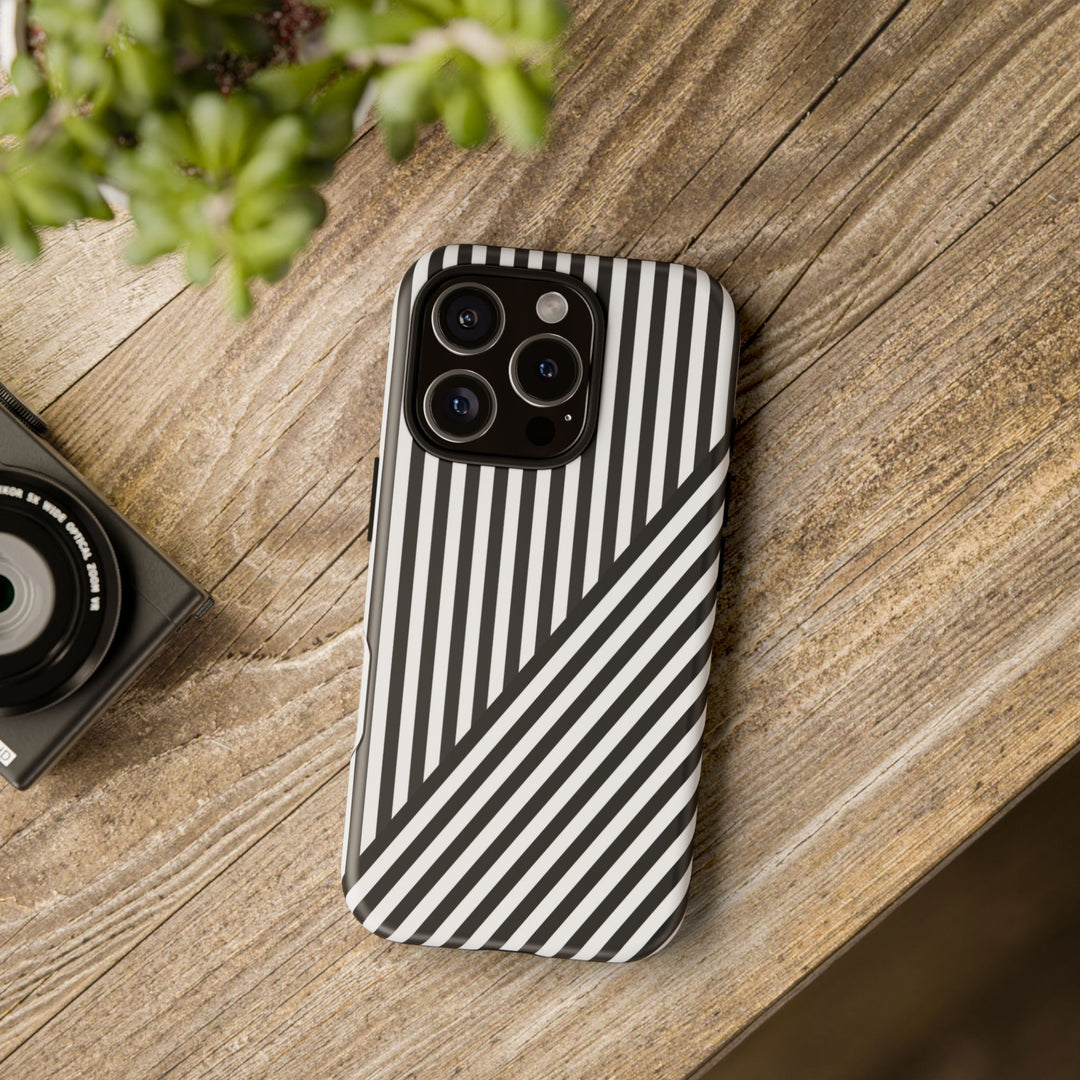 Aesthetic Tough Black White Stripes Phone Case - For iPhone 17 Pro Max iPhone 16 Pro iPhone 15 Iphone 14 Plus 13 Pro 12 11 10 XR - Studio40ParkLane