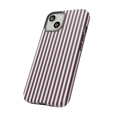 Tough Premium Burgundy Stripes Phone Case Gift for Her - For Apple iPhone 16 Pro Max 16e iPhone 15 Pro iPhone Iphone 14 Plus 13 Pro 12 SE XR - Studio40ParkLane