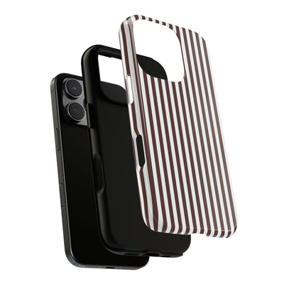 Tough Premium Brown Stripes Phone Case Gift for Her - For Apple iPhone 16 Pro Max 16e iPhone 15 Pro iPhone Iphone 14 Plus 13 Pro 12 SE XR - Studio40ParkLane