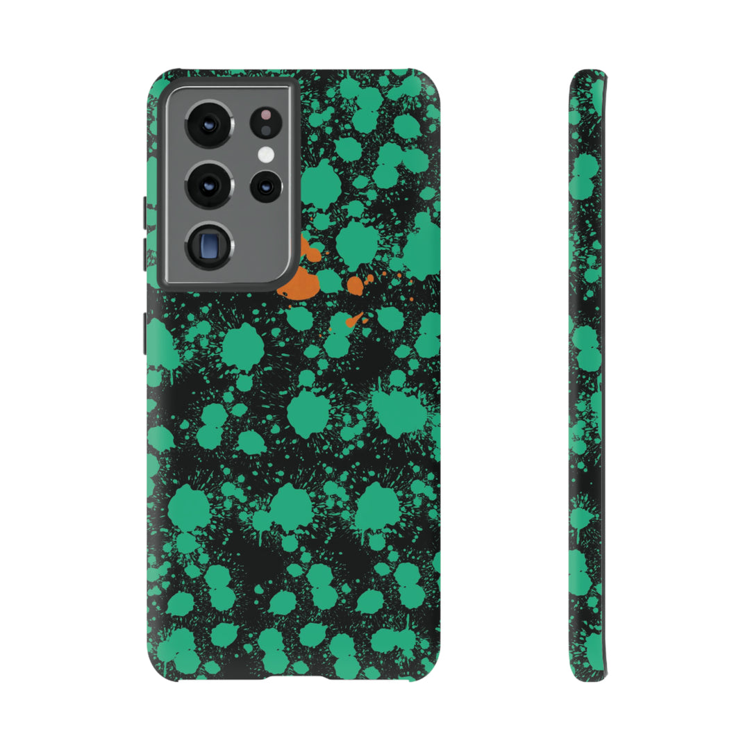 Cute Samsung Phone Case | Aesthetic Samsung Phone Case | Paint Splash Green Orange | Galaxy S23, S22, S21, S20 | Luxury Double Layer | Cool - Studio40ParkLane