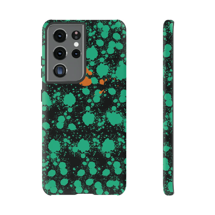 Cute Samsung Phone Case | Aesthetic Samsung Phone Case | Paint Splash Green Orange | Galaxy S23, S22, S21, S20 | Luxury Double Layer | Cool - Studio40ParkLane
