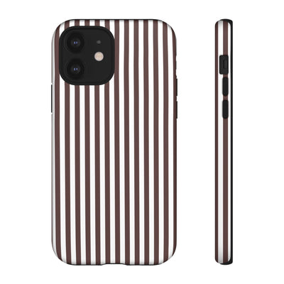 Tough Premium Brown Stripes Phone Case Gift for Her - For Apple iPhone 16 Pro Max 16e iPhone 15 Pro iPhone Iphone 14 Plus 13 Pro 12 SE XR - Studio40ParkLane