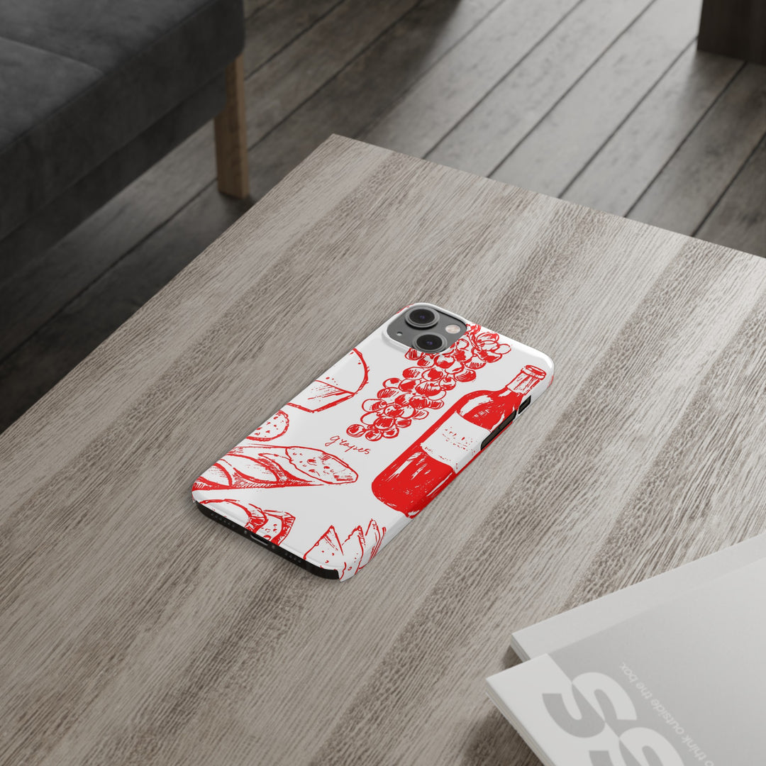 Slim Cute Phone Cases for Iphone | iPhone 15 Case | iPhone 15 Pro Max Case, Iphone 14, Iphone 14 Pro Max, Iphone 13, French Food Wine Red - Studio40ParkLane