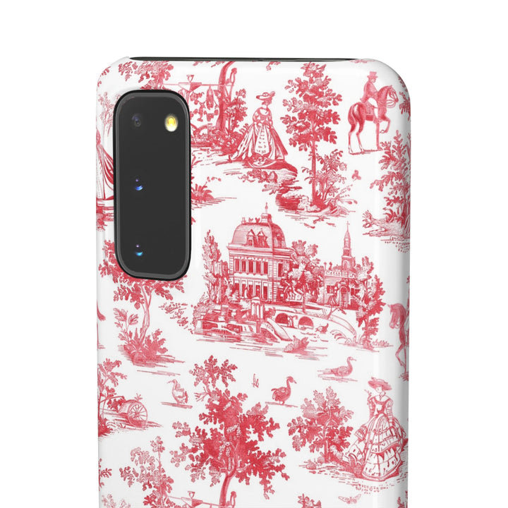 Snap French Toile Personalized Initial Custom Gift for Her Cute Phone Cases for Samsung S24, S23, S22, S21, S20, Plus and Ultra and Iphone, 16, 15, 14, 13, 12, 11. 10 - Studio40ParkLane