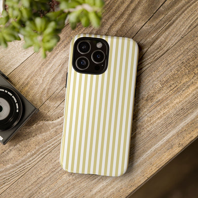 Tough Premium Soft Yellow Stripes Phone Case Gift for Her - For Apple iPhone 16 Pro Max 16e iPhone 15 Pro iPhone Iphone 14 Plus 13 Pro 12 SE XR - Studio40ParkLane