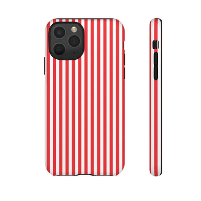 Tough Premium Poppy Red Stripes Phone Case Gift for Her - For Apple iPhone 16 Pro Max 16e iPhone 15 Pro iPhone Iphone 14 Plus 13 Pro 12 SE XR - Studio40ParkLane