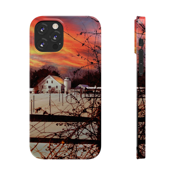 Slim Cute Phone Cases for Iphone - | iPhone 15 Case | iPhone 15 Pro Max Case, Iphone 14 Case, Iphone 14 Pro Max, Iphone 13, New England Winter Sunset - Studio40ParkLane