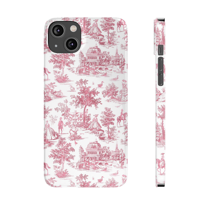 Slim Pink Vintage French Toile Cute Phone Cases for Iphone 16 Pro Max | iPhone 15 Case | iPhone 15 Pro Max Case, Iphone 14, Iphone 14 Pro Max, Iphone 13 12 11 8 7 - Studio40ParkLane