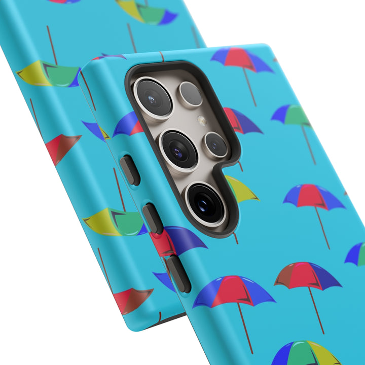 Cute Samsung Phone Case | Aesthetic Samsung Phone Case | Galaxy S23, S22, S21, S20 | Colorful Beach Parasols Blue, Protective Phone Case - Studio40ParkLane