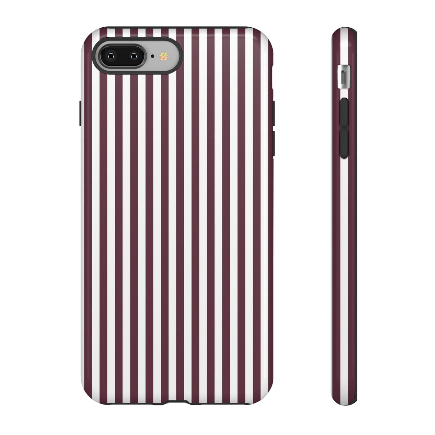 Tough Premium Burgundy Stripes Phone Case Gift for Her - For Apple iPhone 16 Pro Max 16e iPhone 15 Pro iPhone Iphone 14 Plus 13 Pro 12 SE XR - Studio40ParkLane