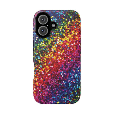 Faux Chic Play on Glitter Effect Cute Phone Case, for IPhone 16 pro Max | Iphone 15, Iphone 14, IPhone 13 Case, 11 8 7, Samsung Galaxy S24, S23, S22, S21, 2 Layer Protection