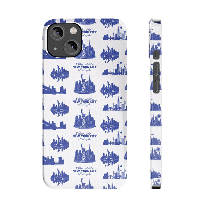 Slim New York Skyline Blue Collage Coquette Gift for Her Cute Phone Cases for Iphone 16 Pro Max | iPhone 15 Case | iPhone 15 Pro Max Case, Iphone 14, Iphone 14 Pro Max, Iphone 13 12 11 8 7 - Studio40ParkLane