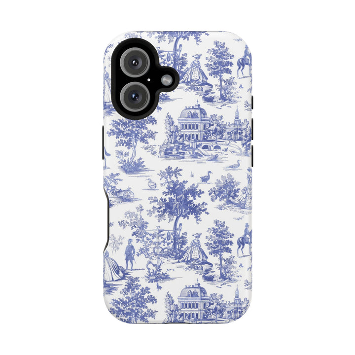 Blue Toile Magnetic Impact-Resistant Cute Phone Case for Iphone 16, iPhone 15 Pro Max Plus 14, 13, 12, 11 Gift for her - Studio40ParkLane