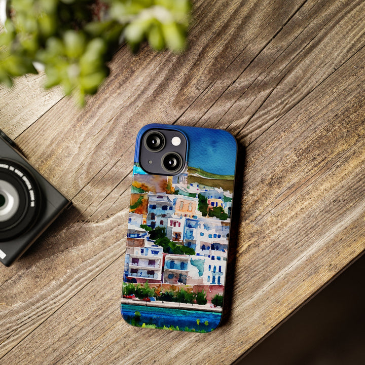Slim Cute Phone Cases for Iphone | iPhone 15 Case | iPhone 15 Pro Max Case, Iphone 14, Iphone 14 Pro Max, Iphone 13, Colorful Greek House Watercolor - Studio40ParkLane