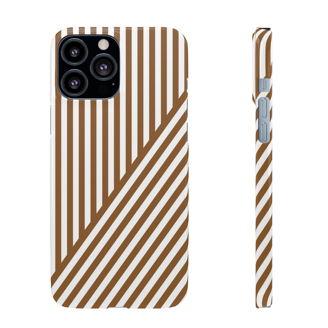 Aesthetic Mocha Brown Stripes Cute Phone Case Sleek Snap - For iPhone 17 Pro Max iPhone 16 Pro iPhone 15 Iphone 14 Plus 13 Pro 12 11 10 Gift - Studio40ParkLane