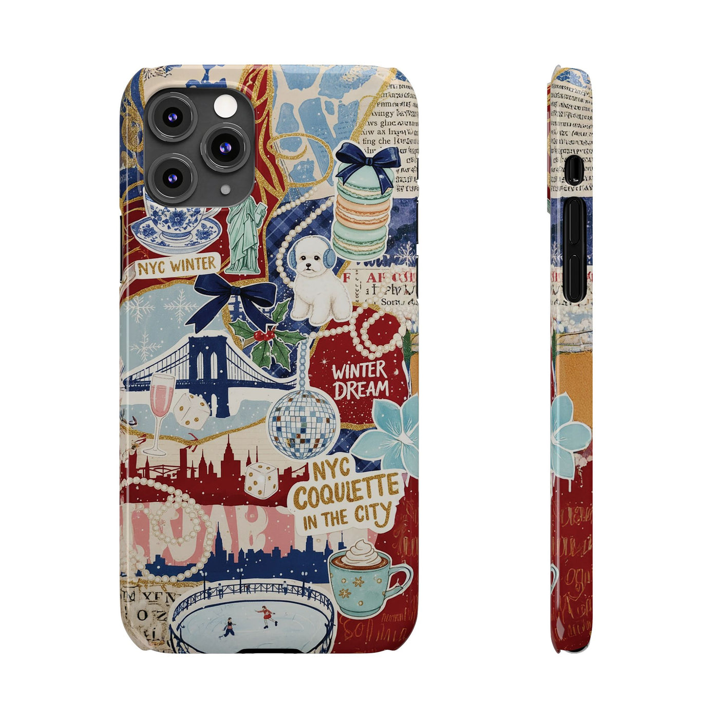 Slim New York Winter Coquette Collage Cute Phone Case for Iphone 16 - | iPhone 15 Pro Max Case | iPhone 14 Case Iphone 13 12 11 10 9 8 7 X - Studio40ParkLane