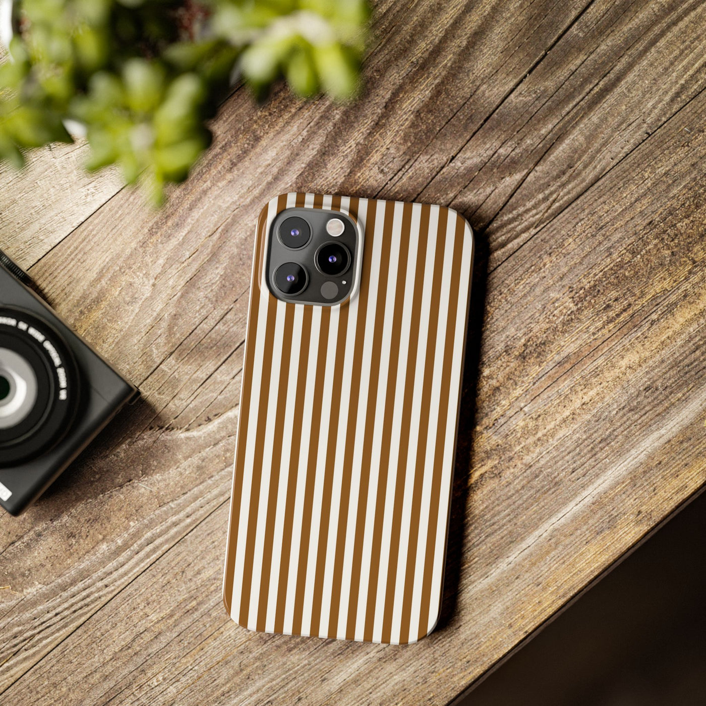 Slim Mocca Brown Striped Cute Phone Case for Iphone 16 - | iPhone 15 Pro Max Case | iPhone 14 Case Iphone 13 12 11 10 9 8 7 XS X Gift for Her - Studio40ParkLane