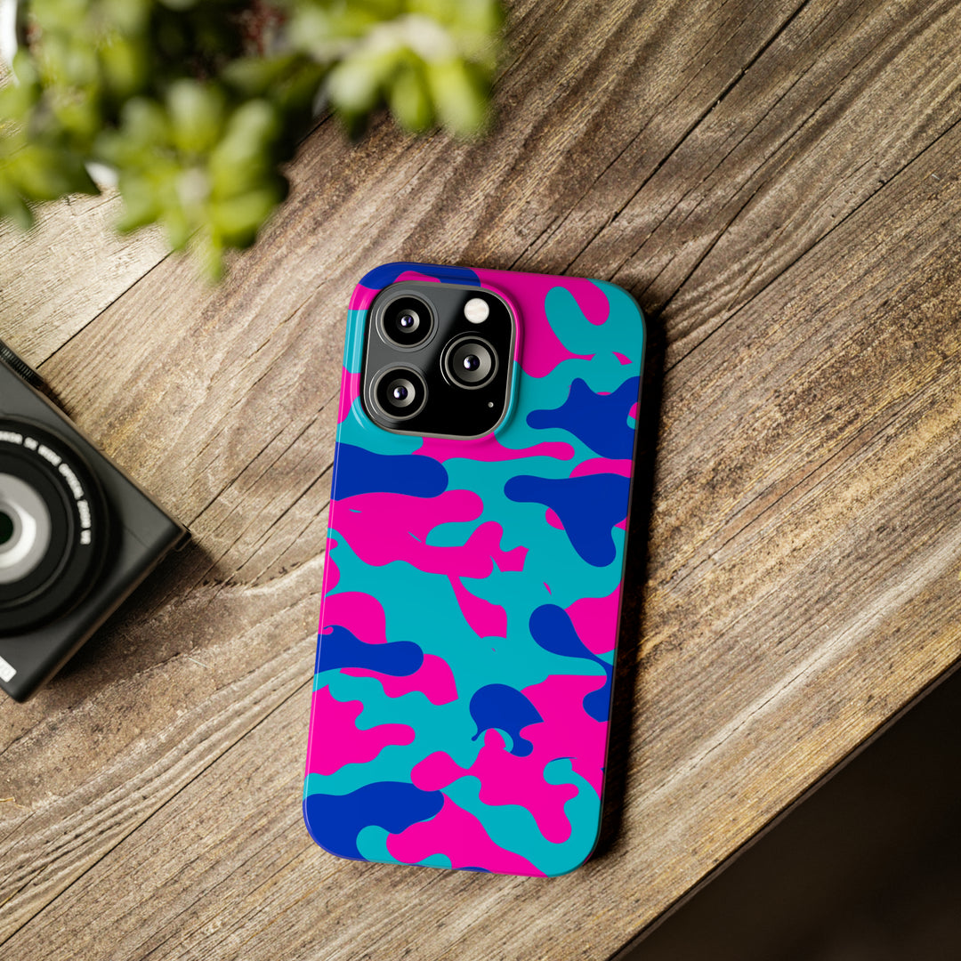 Slim Cute Phone Cases for Iphone - | iPhone 15 Case | iPhone 15 Pro Max Case, Iphone 14 Case, Iphone 14 Pro Max, Iphone 13, Blue Pink Camouflage - Studio40ParkLane