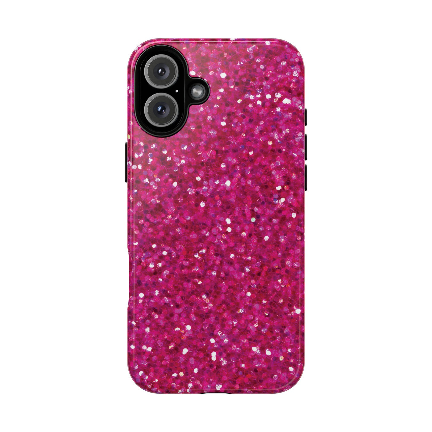 Chic Pink Faux Play on Glitter Effect Cute Phone Case, for IPhone 16 pro Max | Iphone 15, Iphone 14, IPhone 13 Case, 11 8 7, Samsung Galaxy S24, S23, S22, S21, 2 Layer Protection