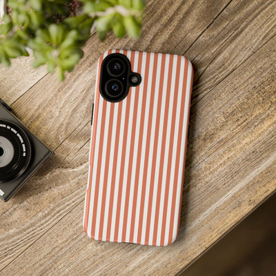 Tough Premium Peach Stripes Phone Case Gift for Her - For Apple iPhone 16 Pro Max 16e iPhone 15 Pro iPhone Iphone 14 Plus 13 Pro 12 SE XR - Studio40ParkLane