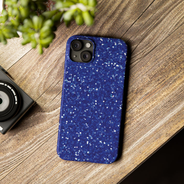 Slim Blue Muted Faux Play on Glitter Effect Cute Phone Cases for Iphone 16 Pro Max | iPhone 15 Case | iPhone 15 Pro Max Case, Iphone 14, Iphone 14 Pro Max, Iphone 13 12 11 8 7 - Studio40ParkLane