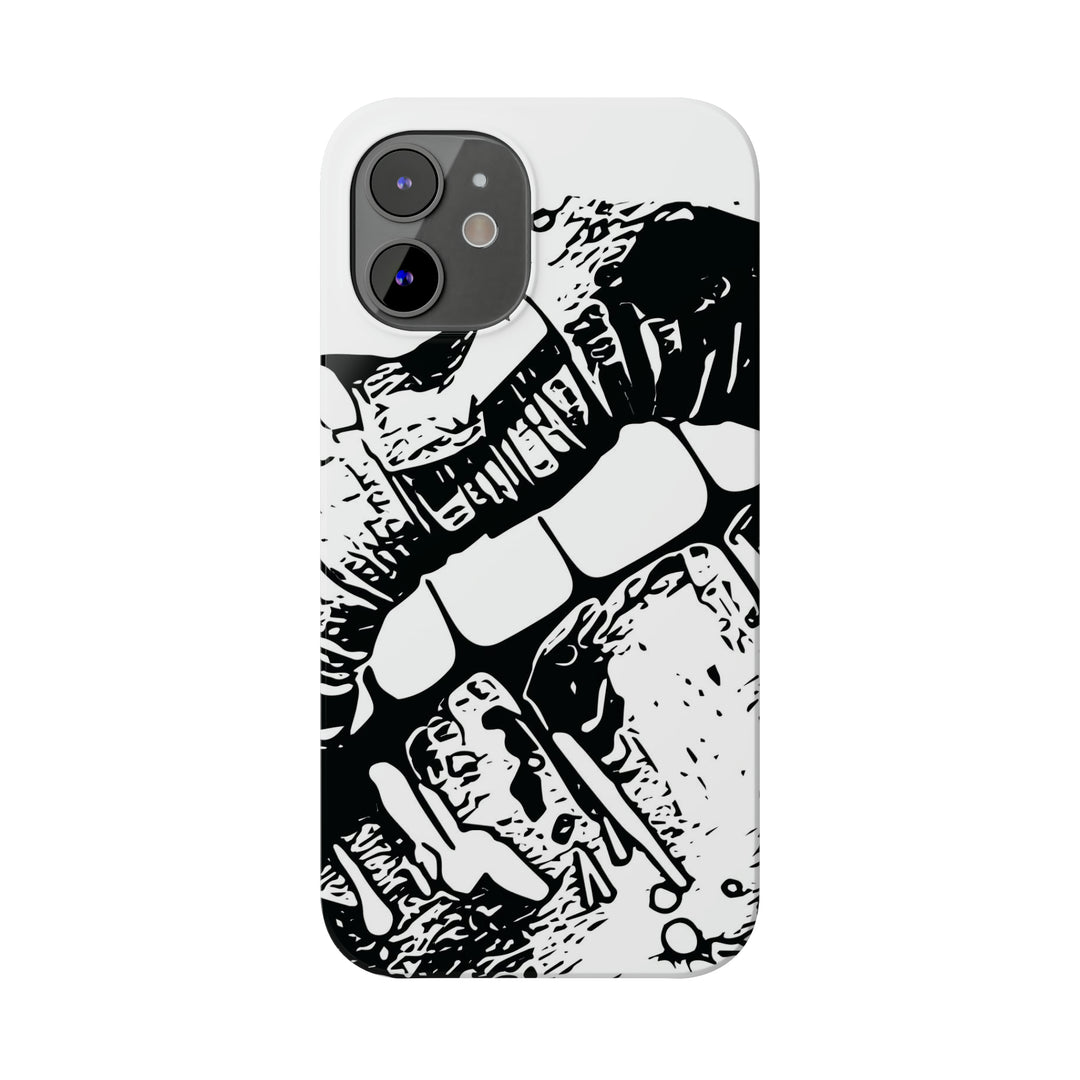 Slim Cute Phone Cases for Iphone - | iPhone 15 Case | iPhone 15 Pro Max Case, Iphone 14 Case, Iphone 14 Pro Max, Iphone 13, Smile Lips Black and White - Studio40ParkLane