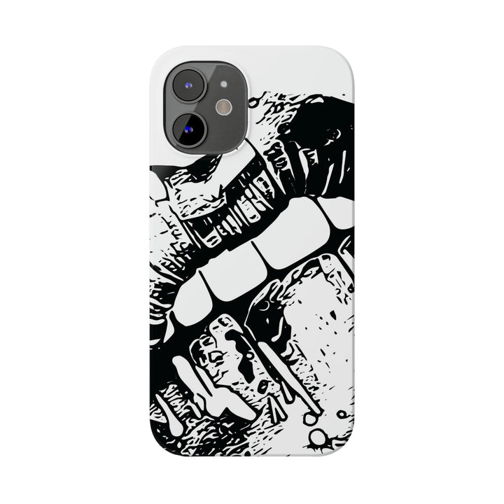 Slim Cute Phone Cases for Iphone - | iPhone 15 Case | iPhone 15 Pro Max Case, Iphone 14 Case, Iphone 14 Pro Max, Iphone 13, Smile Lips Black and White - Studio40ParkLane