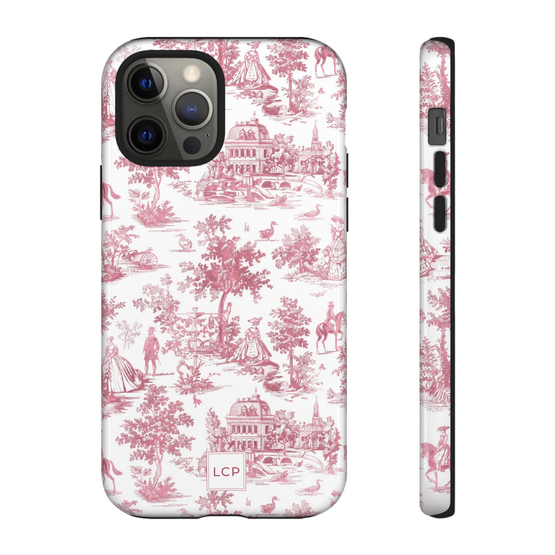 Personalized Custom French Toile Tough Cute Phone Case For Apple iPhone 18, 17, 16, 15 14, Pro Max, Samsung Galaxy S26, S25, S24 Plus Ultra