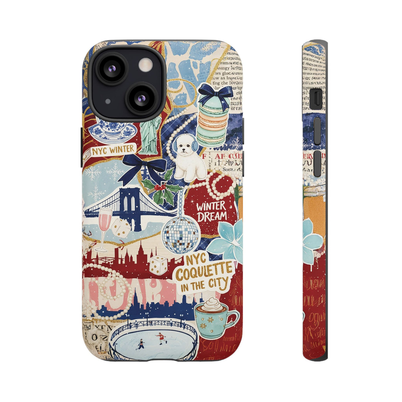 New York Winter Coquette Collage Tough Premium Phone Case - For iPhone 17 Pro Max iPhone 16 Pro iPhone 15 Iphone 14 Plus 13 Pro 12 11 10 XR