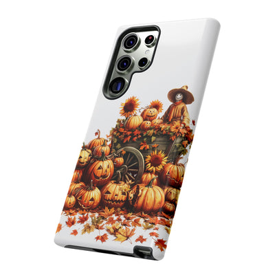 Impact Resistant, Fall Leaves Scarecrow, Cute Phone Cases for Samsung S24, S23, S22, S21, IPhone 15 pro Iphone 14 pro Iphone 13 IPhone 12 Iphone 11