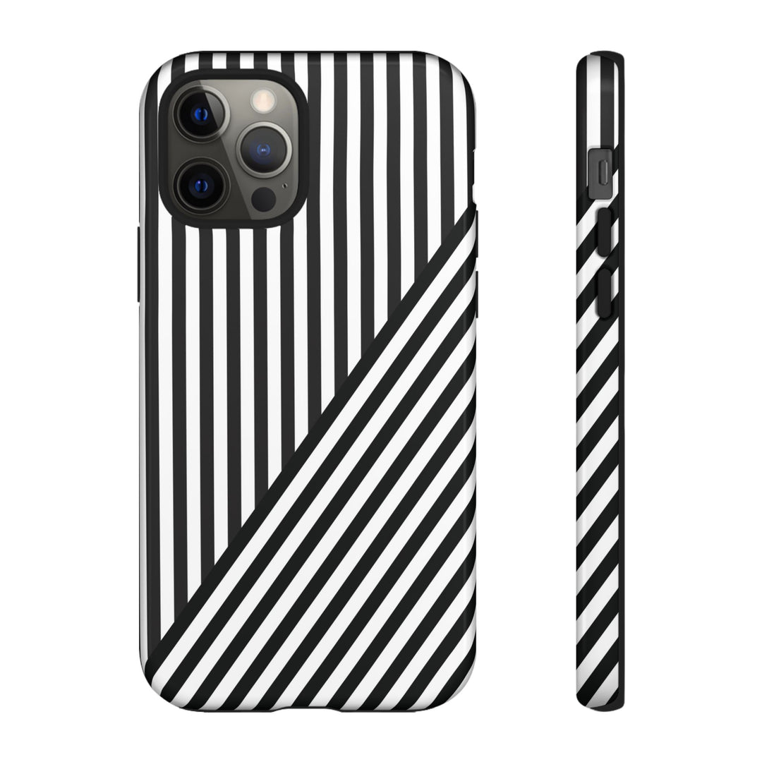 Aesthetic Tough Black White Stripes Phone Case - For iPhone 17 Pro Max iPhone 16 Pro iPhone 15 Iphone 14 Plus 13 Pro 12 11 10 XR - Studio40ParkLane