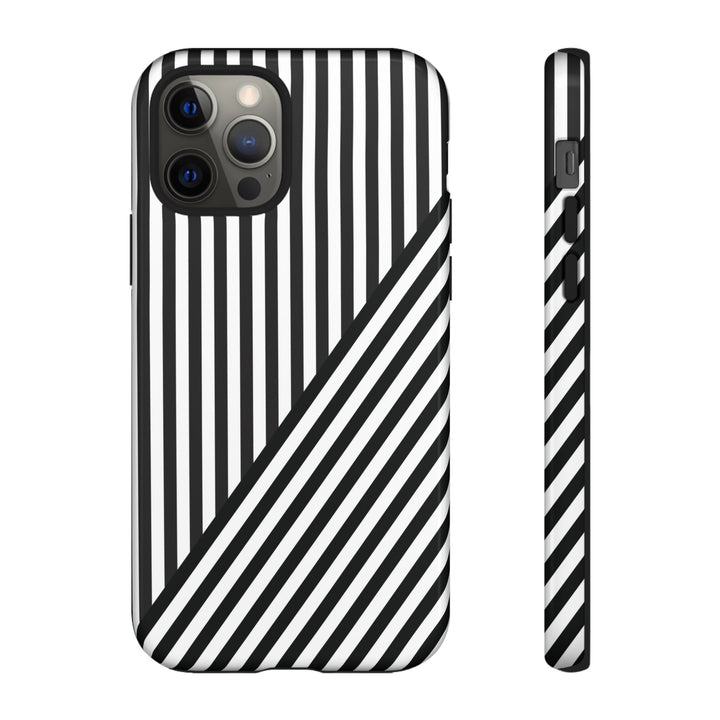 Aesthetic Tough Black White Stripes Phone Case - For iPhone 17 Pro Max iPhone 16 Pro iPhone 15 Iphone 14 Plus 13 Pro 12 11 10 XR - Studio40ParkLane