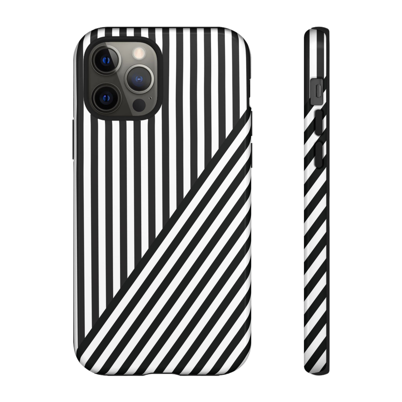 Aesthetic Tough Black White Stripes Phone Case - For iPhone 17 Pro Max iPhone 16 Pro iPhone 15 Iphone 14 Plus 13 Pro 12 11 10 XR - Studio40ParkLane
