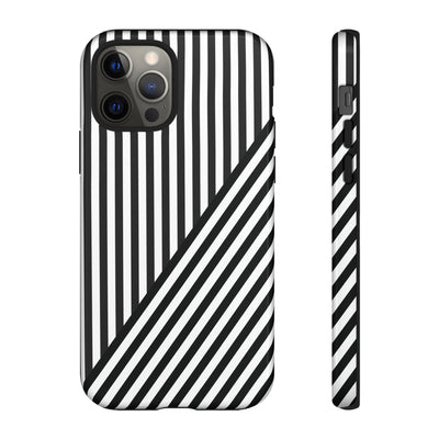 Aesthetic Tough Black White Stripes Phone Case - For iPhone 17 Pro Max iPhone 16 Pro iPhone 15 Iphone 14 Plus 13 Pro 12 11 10 XR - Studio40ParkLane