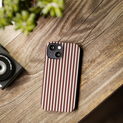 Slim Chocolate Brown Striped Cute Phone Case for Iphone 16 - | iPhone 15 Pro Max Case | iPhone 14 Case Iphone 13 12 11 10 9 8 7 Gift for Her - Studio40ParkLane