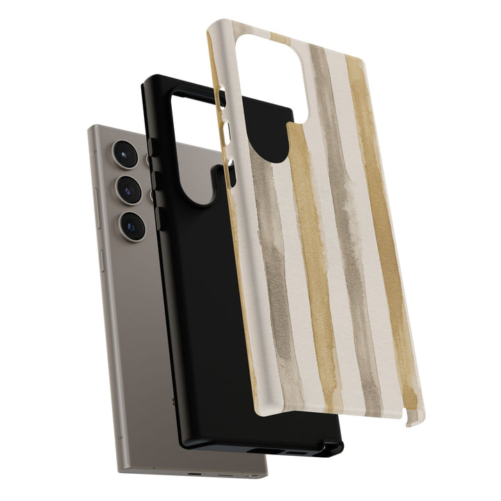 Tough Cute Brown Beige Stripes Phone Case, for IPhone 17 Pro Max | Iphone 17 Air, Iphone 16, IPhone 15, 14 13 12, Samsung Galaxy S26, S25, S24, S23 - Studio40ParkLane