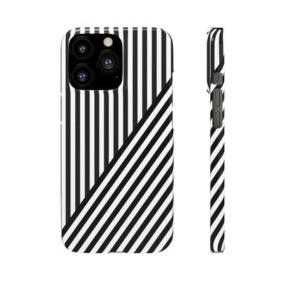 Aesthetic Black White Stripes Cute Phone Case Sleek Snap - For iPhone 17 Pro Max iPhone 16 Pro iPhone 15 Iphone 14 Plus 13 Pro 12 11 10 Gift - Studio40ParkLane