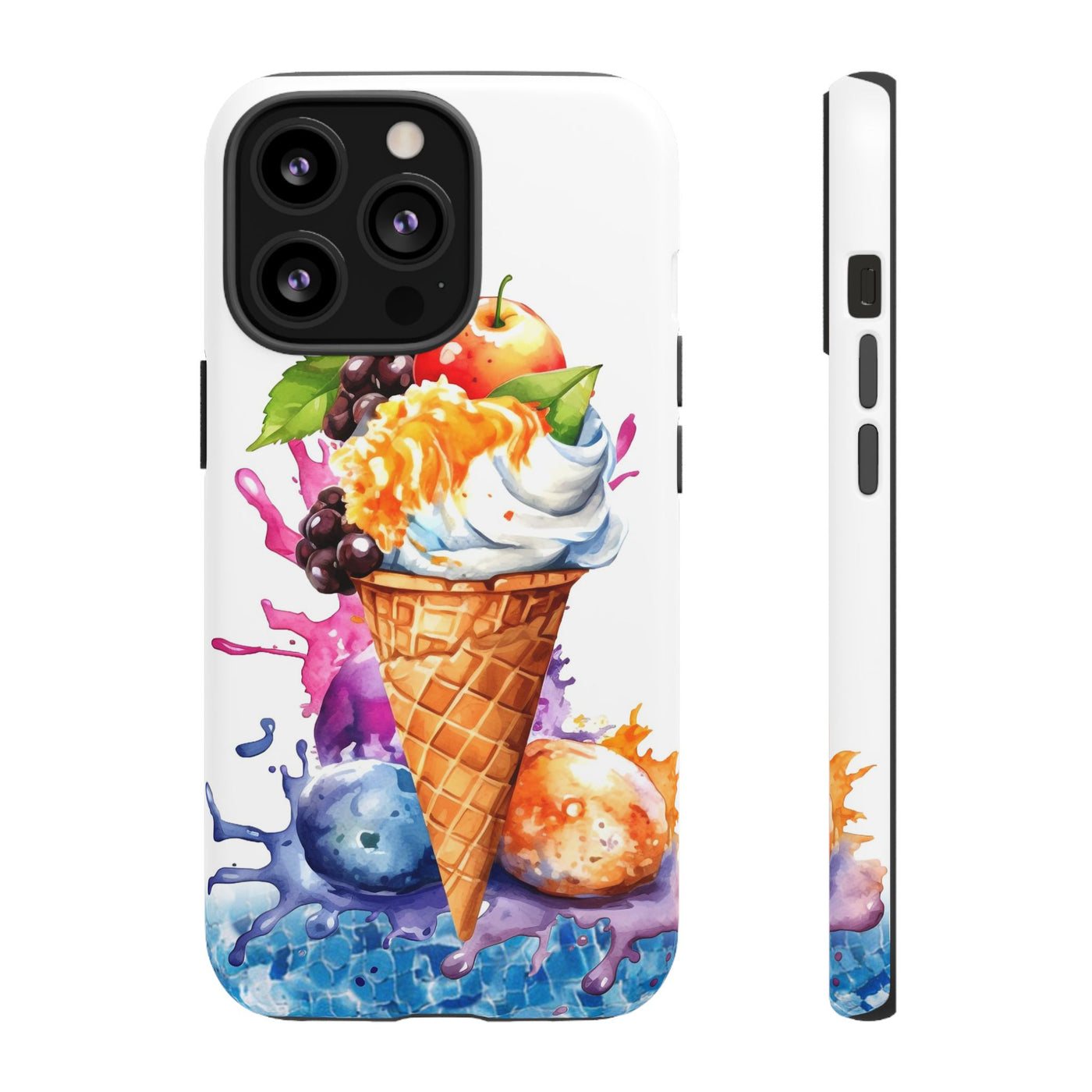 Impact Resistant, Summer Ice Cream Cone, Cute Phone Cases for Samsung S24, S23, S22, S21, IPhone 15 pro Iphone 14 pro Iphone 13 IPhone 12 Iphone 11