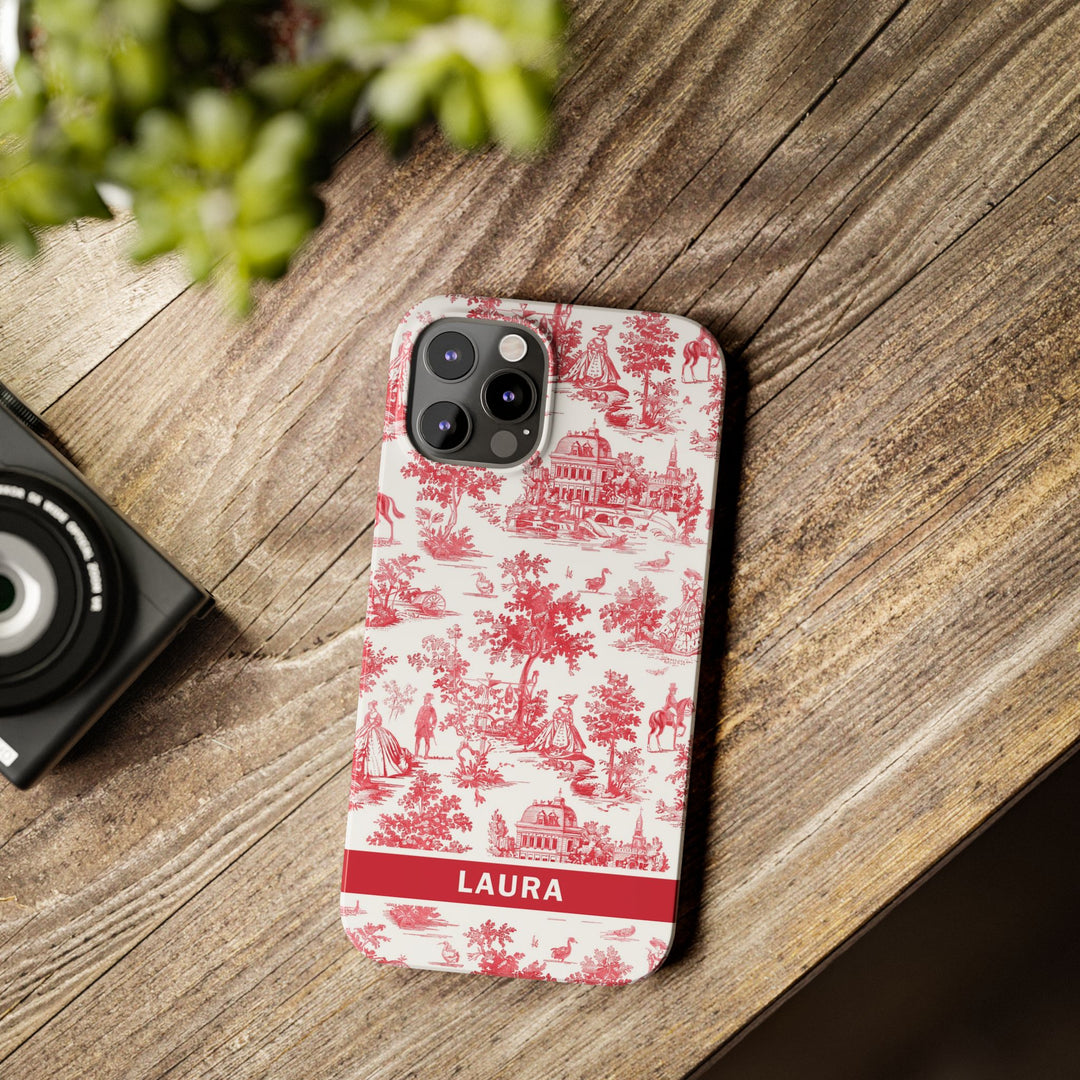Slim French Toile Personalized Initial Custom Gift for Her Cute Phone Cases for Iphone 16 Pro Max | iPhone 15 Case | iPhone 15 Pro Max Case, Iphone 14, 13, 12, 11, 10, 8, 7 - Studio40ParkLane