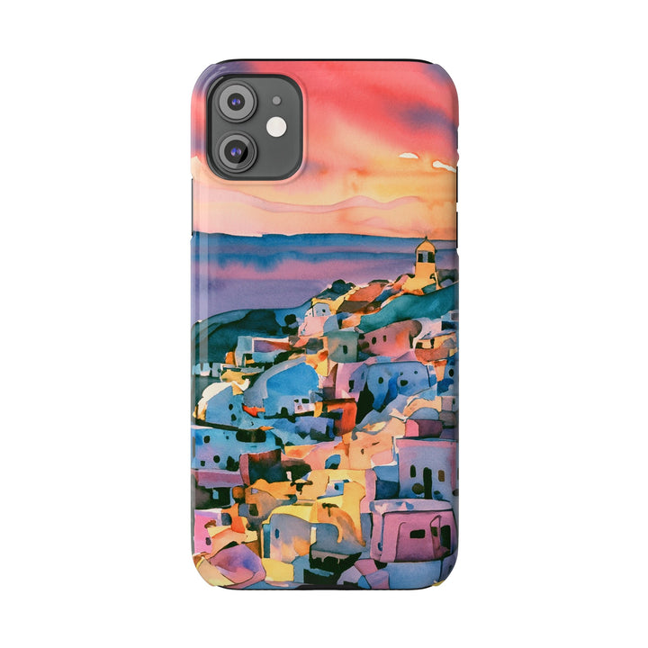 Slim Cute Phone Cases for Iphone | iPhone 15 Case | iPhone 15 Pro Max Case, Iphone 14, Iphone 14 Pro Max, Iphone 13, Colorful Greek House Watercolor - Studio40ParkLane