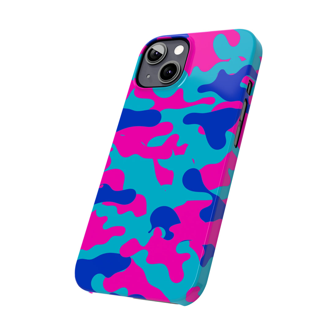 Slim Cute Phone Cases for Iphone - | iPhone 15 Case | iPhone 15 Pro Max Case, Iphone 14 Case, Iphone 14 Pro Max, Iphone 13, Blue Pink Camouflage - Studio40ParkLane
