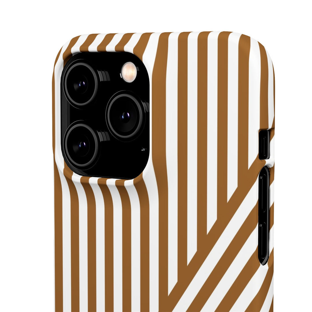 Aesthetic Mocha Brown Stripes Cute Phone Case Sleek Snap - For iPhone 17 Pro Max iPhone 16 Pro iPhone 15 Iphone 14 Plus 13 Pro 12 11 10 Gift - Studio40ParkLane