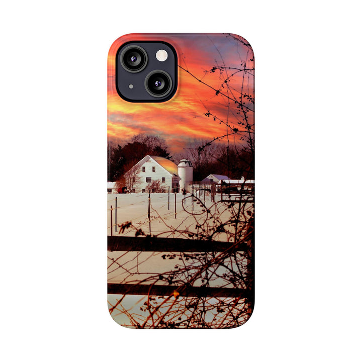 Slim Cute Phone Cases for Iphone - | iPhone 15 Case | iPhone 15 Pro Max Case, Iphone 14 Case, Iphone 14 Pro Max, Iphone 13, New England Winter Sunset - Studio40ParkLane