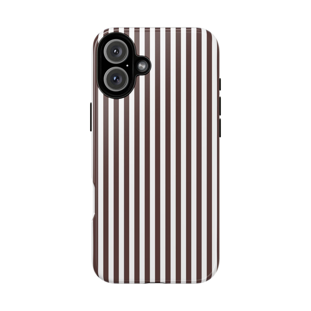 Tough Premium Brown Stripes Phone Case Gift for Her - For Apple iPhone 16 Pro Max 16e iPhone 15 Pro iPhone Iphone 14 Plus 13 Pro 12 SE XR - Studio40ParkLane