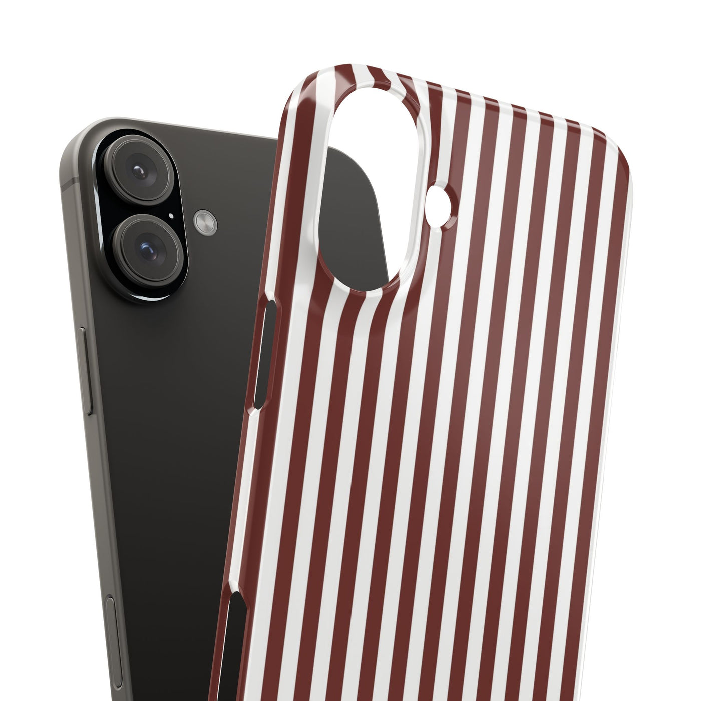 Slim Chocolate Brown Striped Cute Phone Case for Iphone 16 - | iPhone 15 Pro Max Case | iPhone 14 Case Iphone 13 12 11 10 9 8 7 Gift for Her - Studio40ParkLane