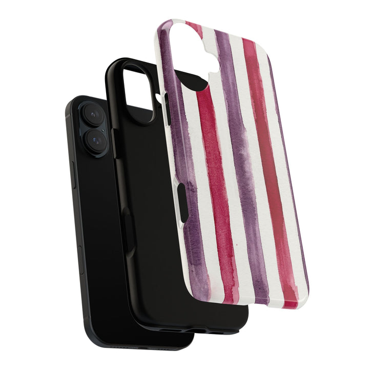 Tough Cute Wine Red Purple Stripes Phone Case, for IPhone 17 Pro Max | Iphone 17 Air, Iphone 16, IPhone 15, 14 13 12, Samsung Galaxy S26, S25, S24, S23 - Studio40ParkLane