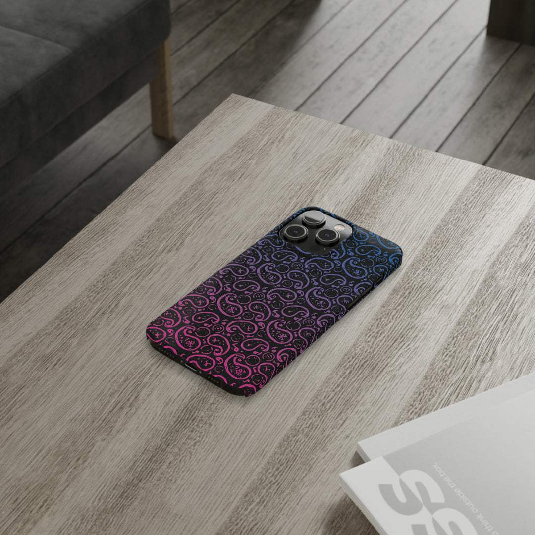 Slim Cute Phone Cases for Iphone - | iPhone 15 Case | iPhone 15 Pro Max Case, Iphone 14 Case, Iphone 14 Pro Max, Iphone 13, Paisley Blue Pink Black - Studio40ParkLane