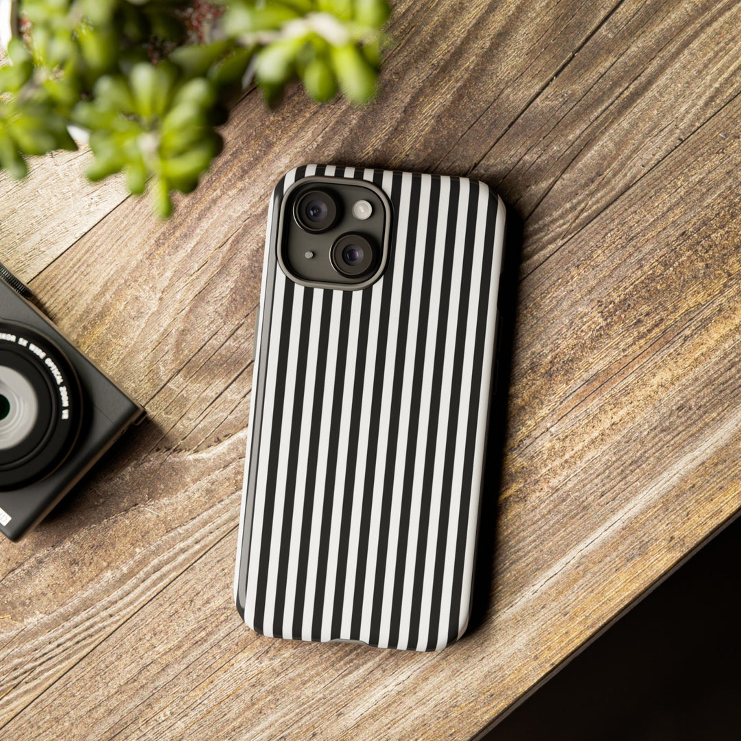 Tough Premium Black White Stripes Phone Case Gift for Her - For Apple iPhone 16 Pro Max 16e iPhone 15 Pro iPhone Iphone 14 Plus 13 Pro 12 SE XR - Studio40ParkLane
